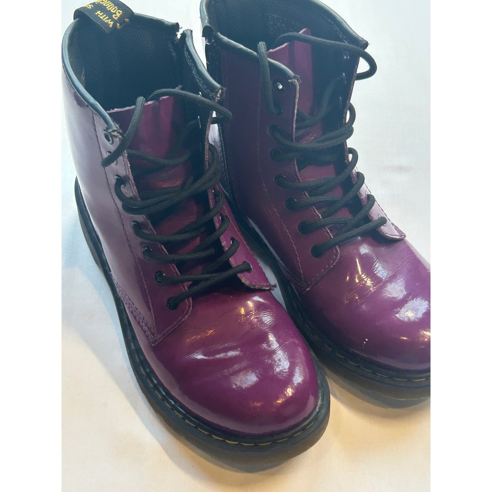 Dr. Martens 1460 Deluxe Boots Kids Size 6 Purple Patent Leather Lace Up Zip